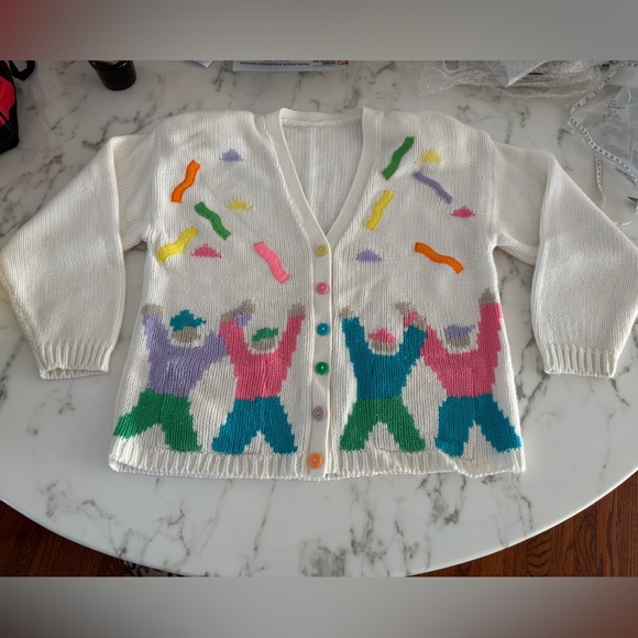 Vintage 1980’s knit cardigan party/ fun confetti - Picture 11 of 13